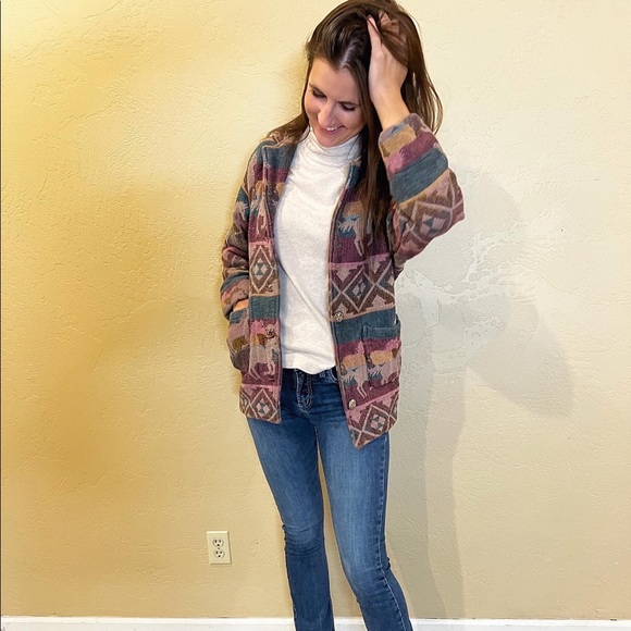 Katch Me West Horse Aztec Shacket Size Small - Picture 3 of 8